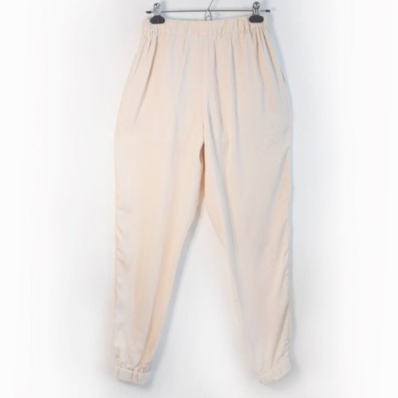 Cream Pleated Overlapped Low Crotch Slouchy Trousers - Picture 5 of 5